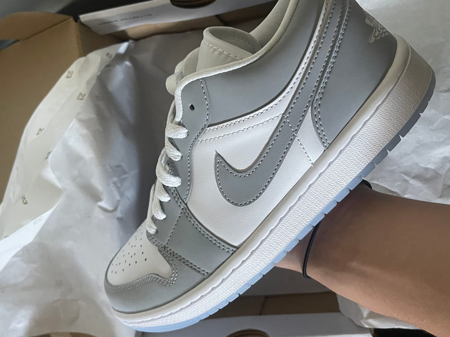 Customer photo review of Nike Air Jordan 1 Low Wolf Grey Women's