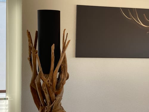 Customer photo review of Treibholz Stehlampe VILLA Lampenschirm Schwarz
