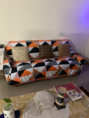 Customer photo review of Prism Orange Elastic Sofa Slipcovers