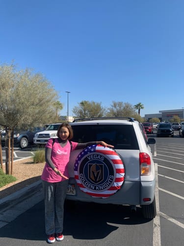 Customer photo review of Vegas Golden Knights Spare Tire Covers Custom US Flag Style