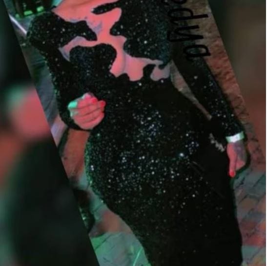 Customer photo review of Black Sequin on Velvet