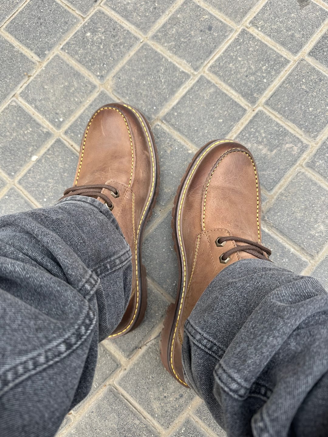 Customer photo review of boots moc-toe tobacco brown