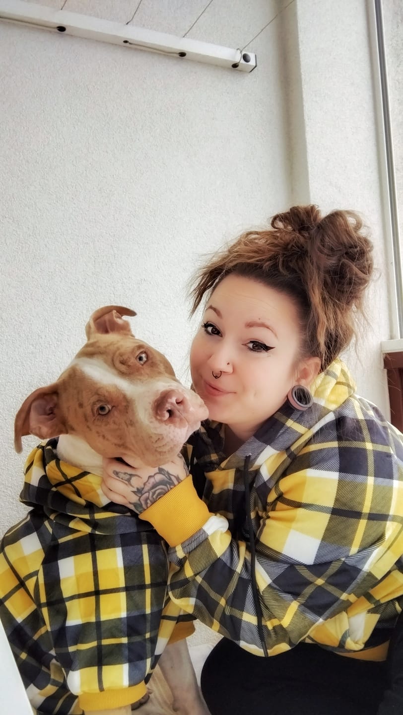 Customer photo review of Yellow Plaid Human Hoodie