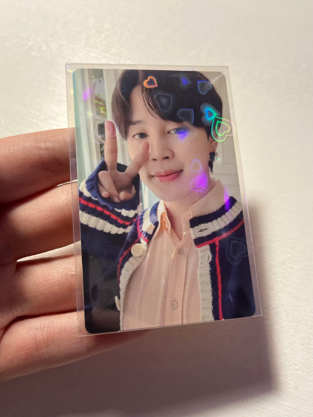 Customer photo review of PREMIUM HOLOGRAPHIC PHOTOCARD SLEEVES - HEART VERSION
