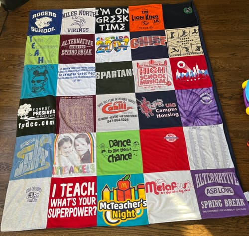 T-shirt quilt featuring niles north vikings by Aphrodite from IL