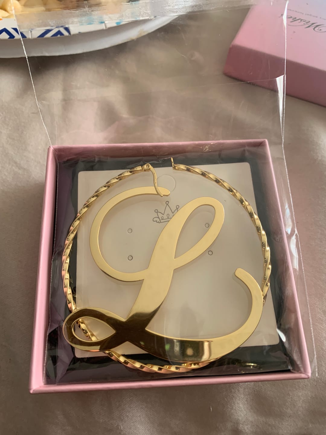 Customer photo review of Initial Hoop Earrings