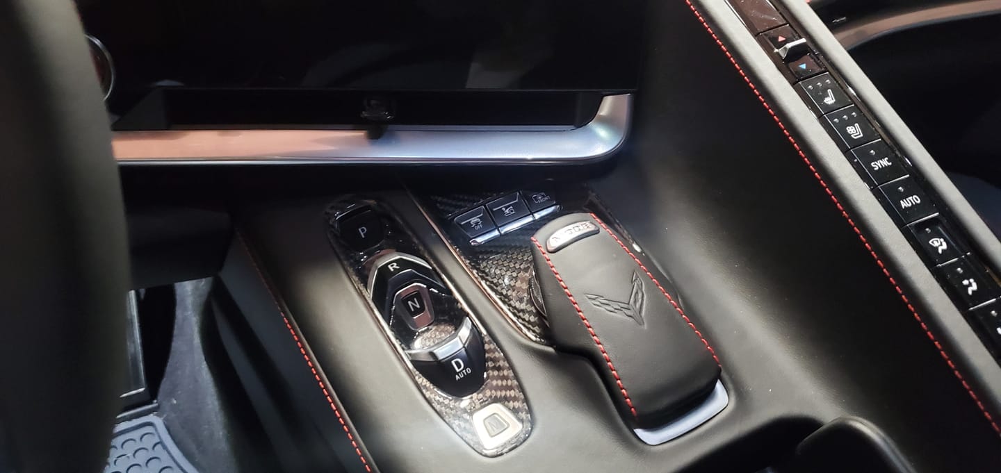 Customer photo review of [2pcs] C8 2020+ Chevy Corvette Mode Selector Trim Carbon Fiber Cover