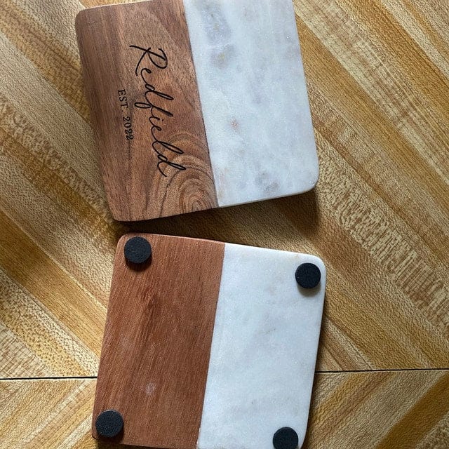 Customer photo review of Acacia & Marble Coasters