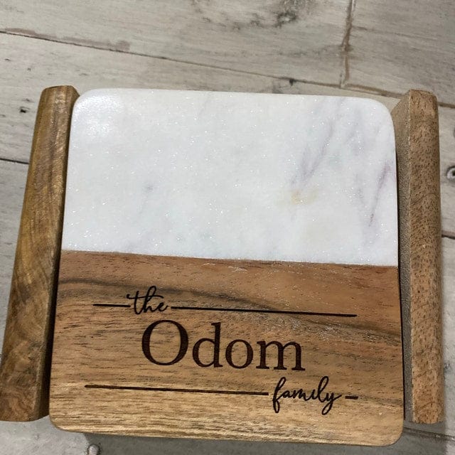Customer photo review of Acacia & Marble Coasters