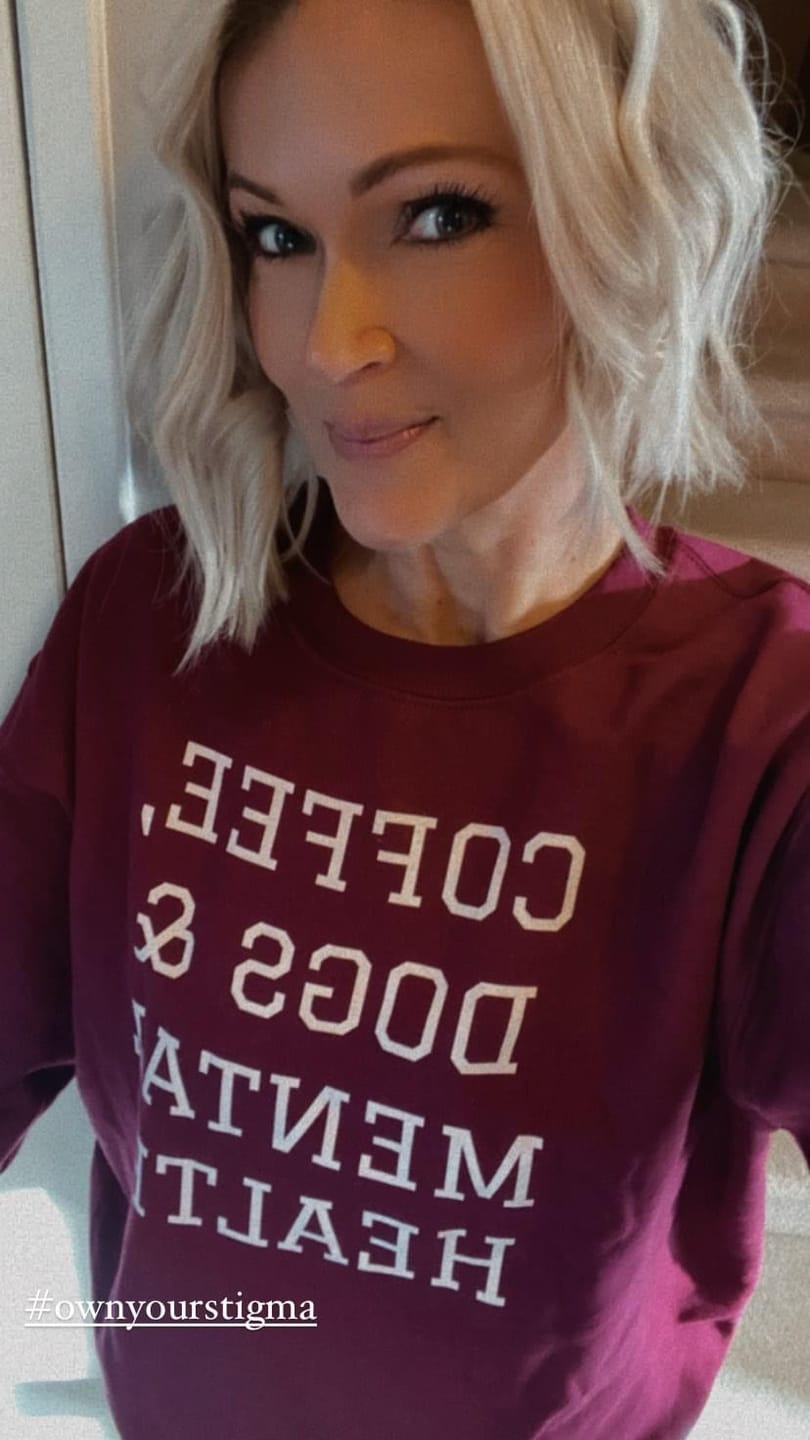 Customer photo review of Coffee, Dogs & Mental Health Sweatshirt