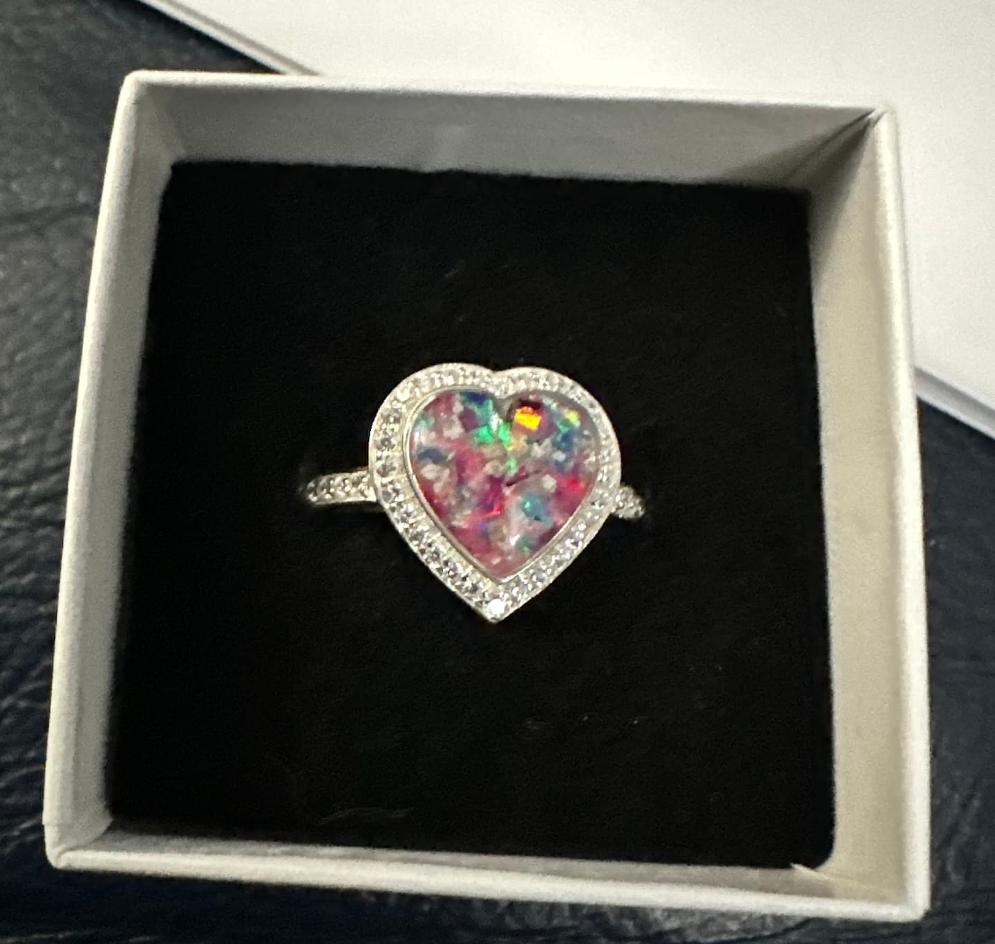 Customer photo review of Bedazzled Heart Cremation Ring