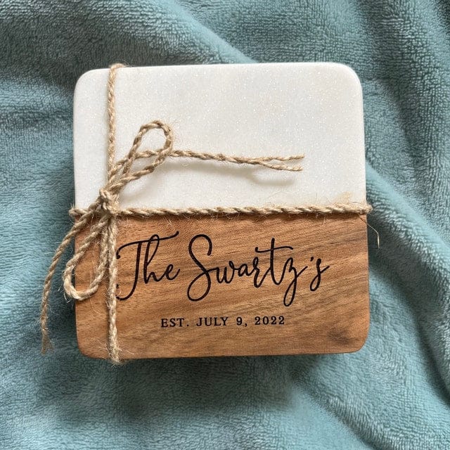 Customer photo review of Acacia & Marble Coasters