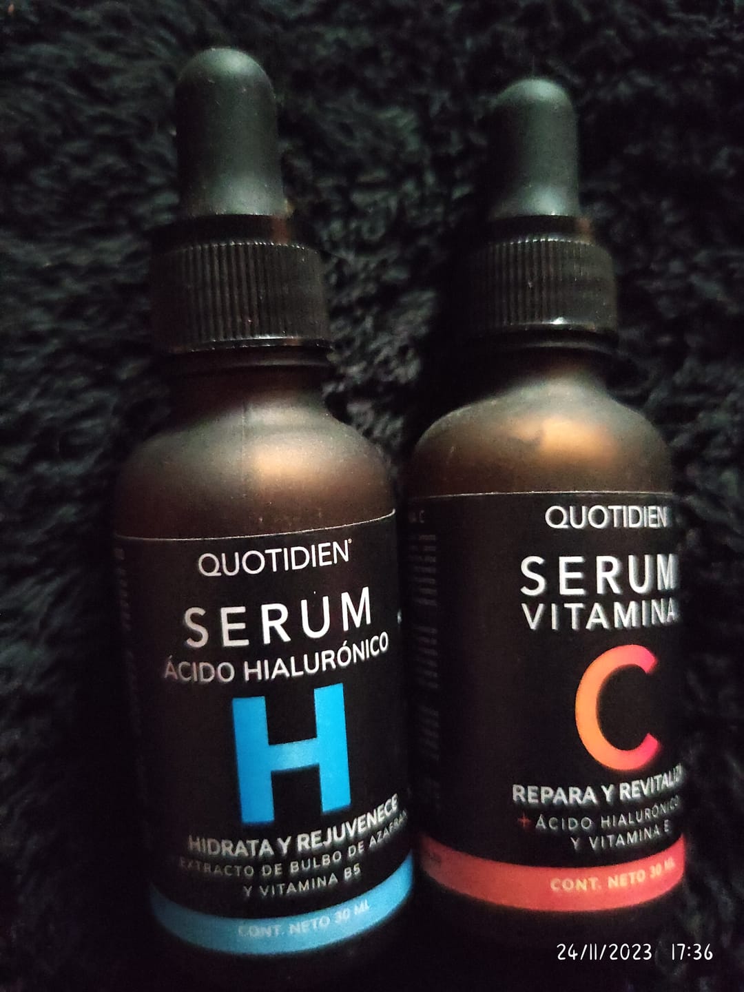 Customer photo review of Kit Los Esenciales (29% OFF) - Serum de Vitamina C 30ml + Serum de Niacinamida 30ml + Serum de Ácido Hialurónico 30ml