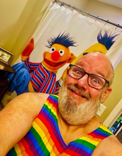 Customer photo review of Rainbow Stripe Print Men's Tank Top