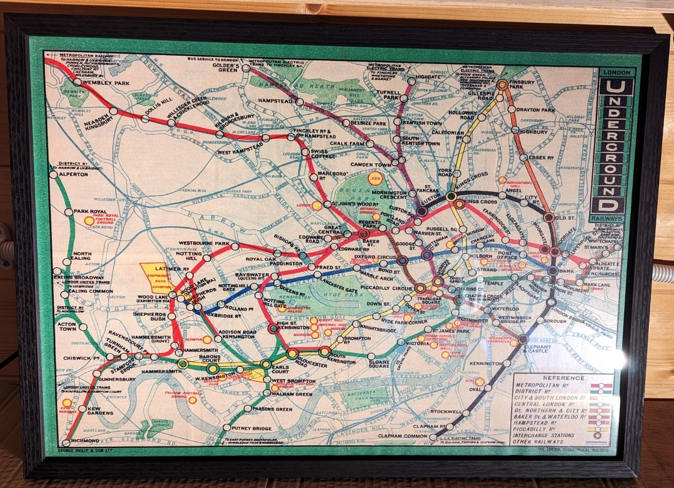 Customer photo review of Rare Old London Underground Tube Map, 1912 - Oxford Circus, Piccadilly, Bank, Central Line