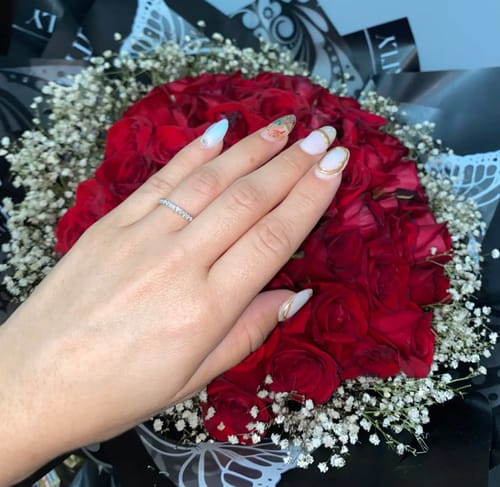 Customer photo review of Allure Stackable Round Moissanite Diamond Ring