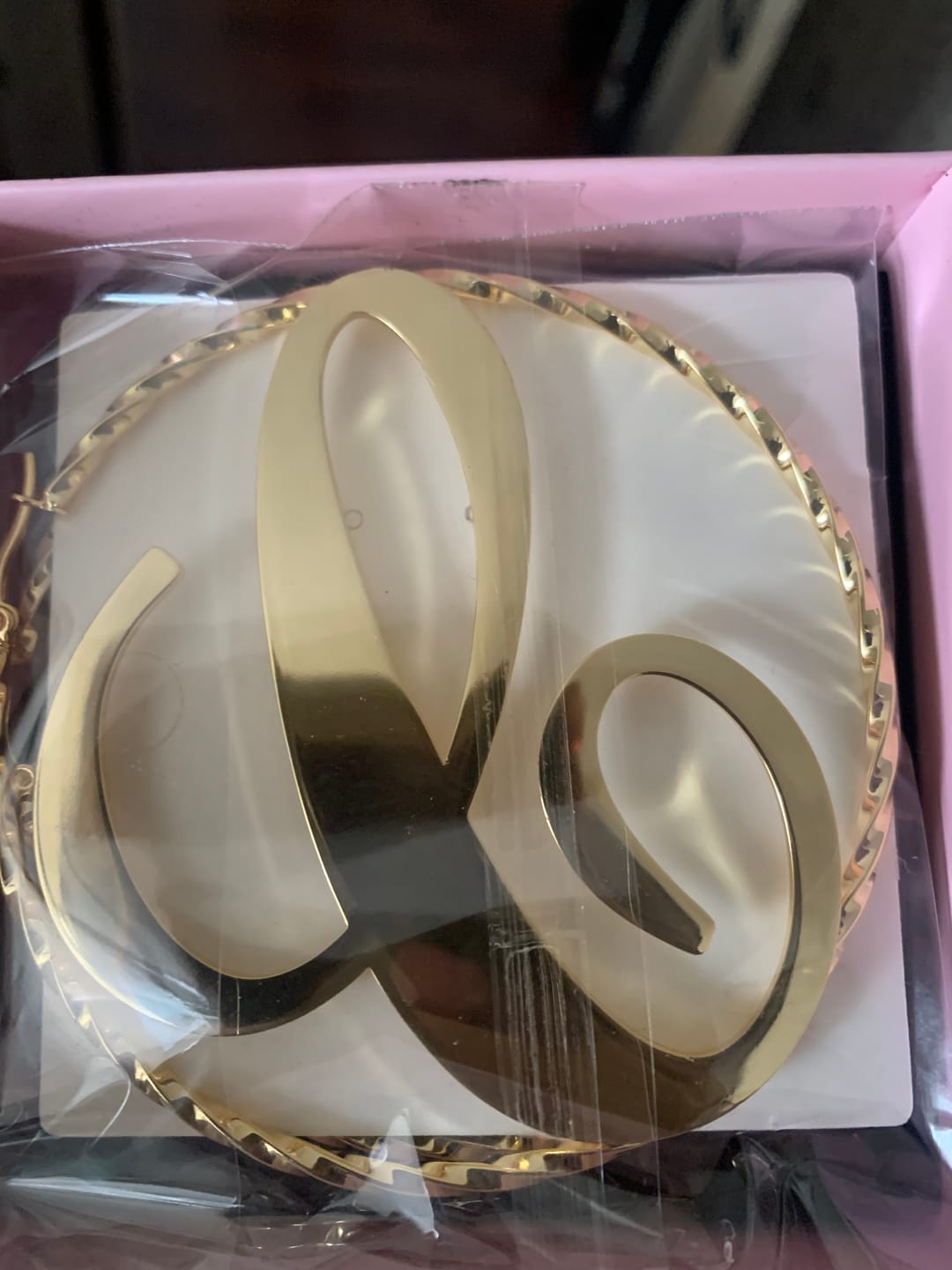 Customer photo review of Initial Hoop Earrings