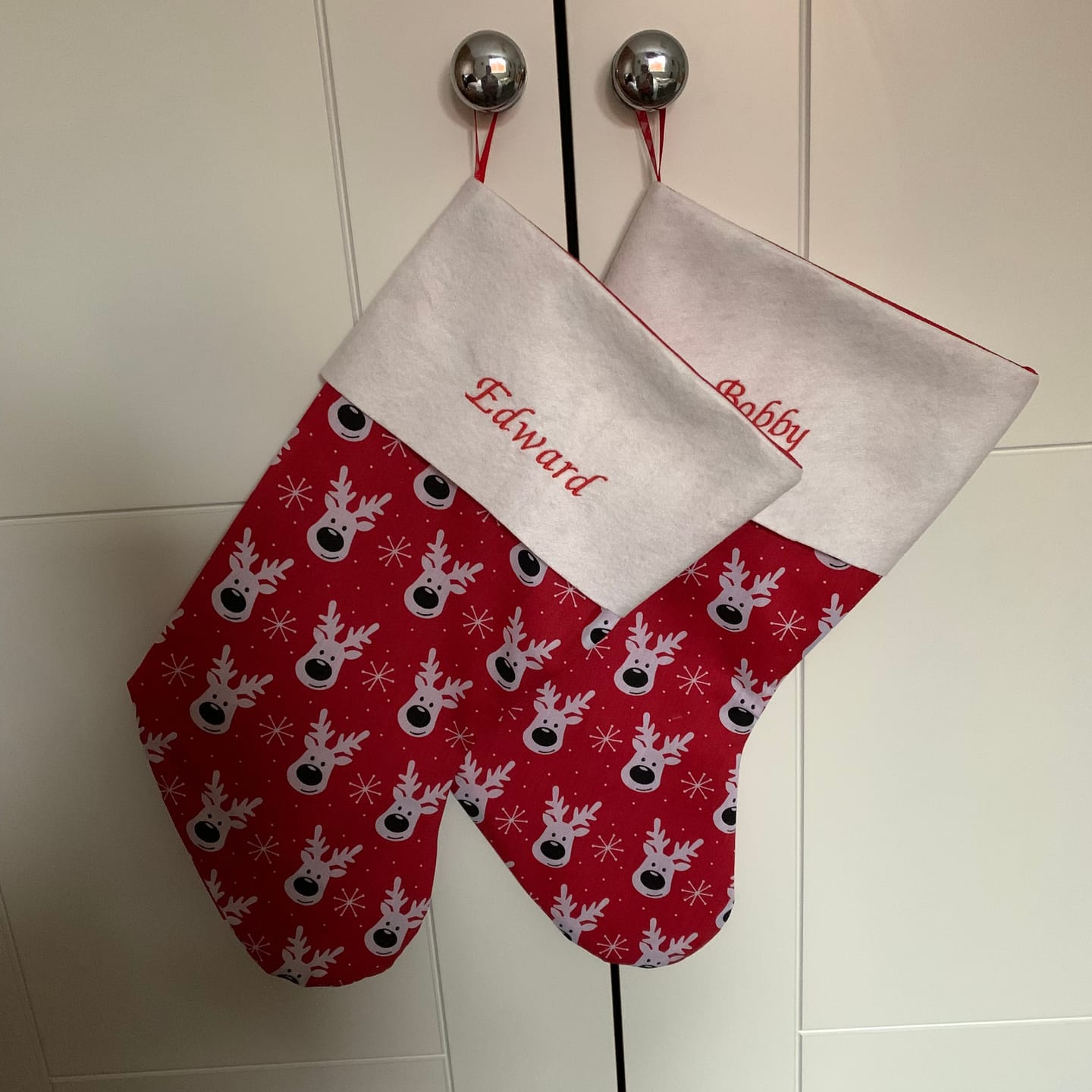 Customer photo review of White Reindeer Faces Polycotton Fabric