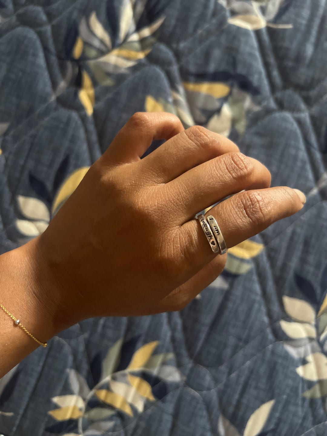 Customer photo review of I Am Enough Sterling Silver Ring