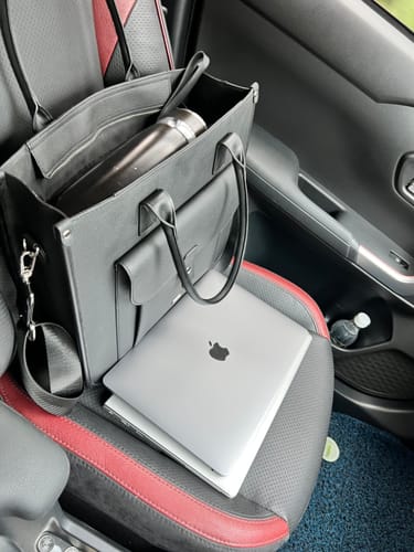 Customer photo review of Ares Tote Bag With Zipper - Black Pebble