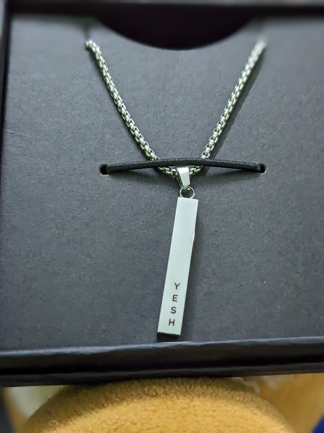 Customer photo review of Personalised Cuboid Locket for Men