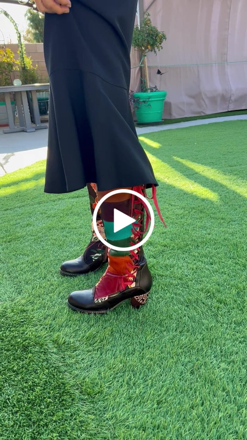 Customer video review of Leather Handmade Embossed Adjustable Boots
