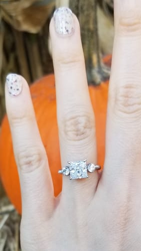Customer photo review of 3-Stone Woven 2ct Princess CZ Ring in Sterling Silver