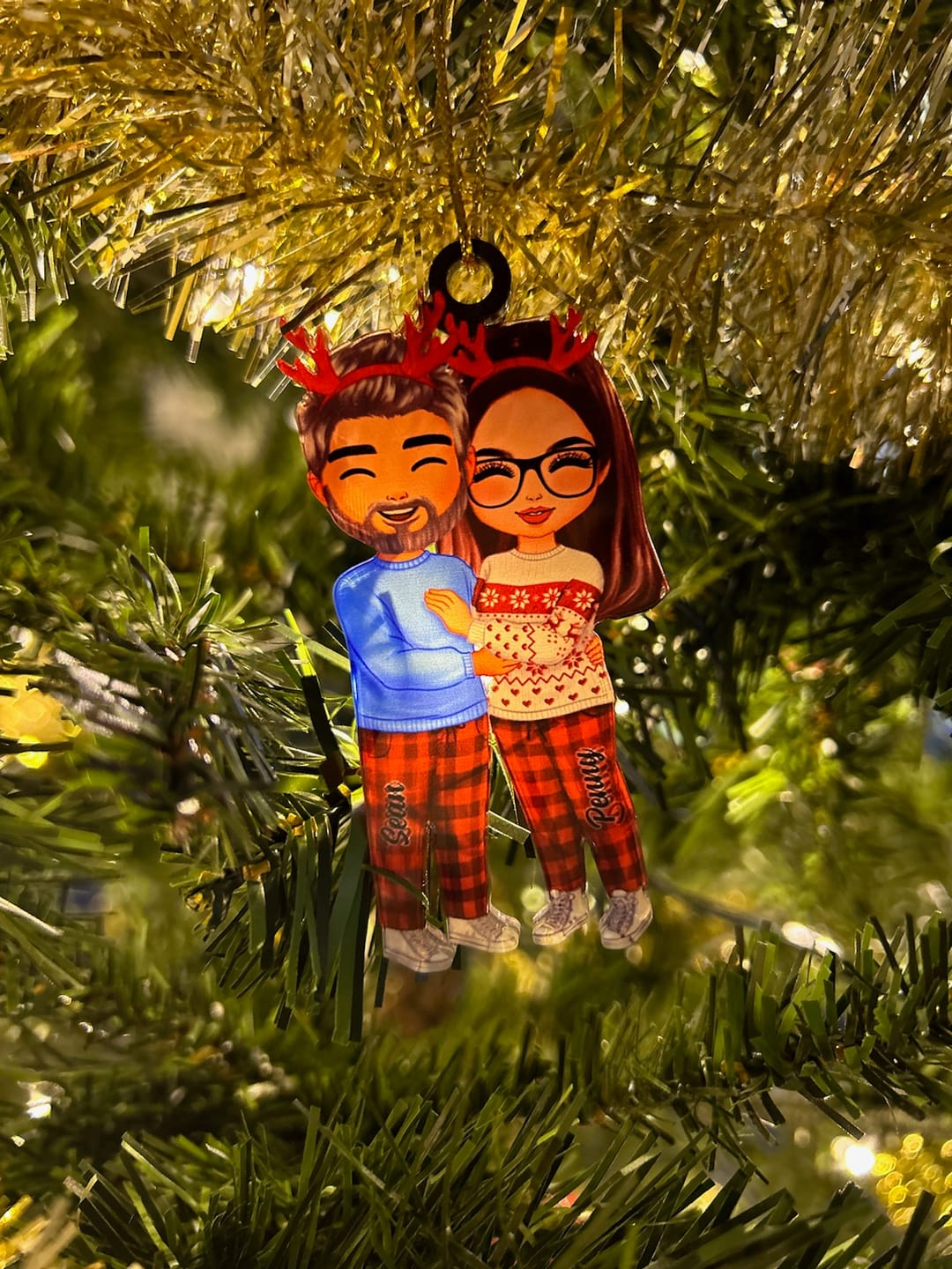 Customer photo review of Christmas Doll Couple Standing Hugging - Personalized Ornament