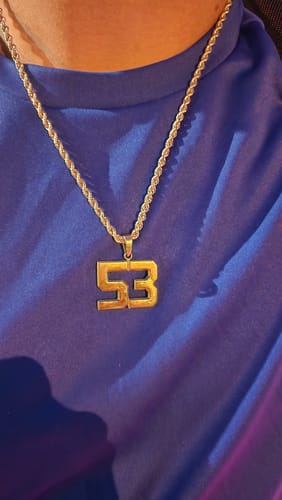 Customer photo review of Signature Jersey Number Pendant 18K Plated Gold