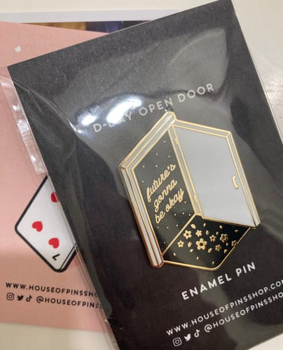 Customer photo review of D-DAY Open Door Pin (Nickel Version)