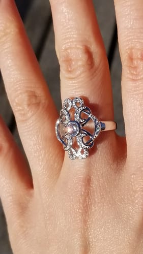 Customer photo review of Flower Art Deco CZ Ring in Sterling Silver