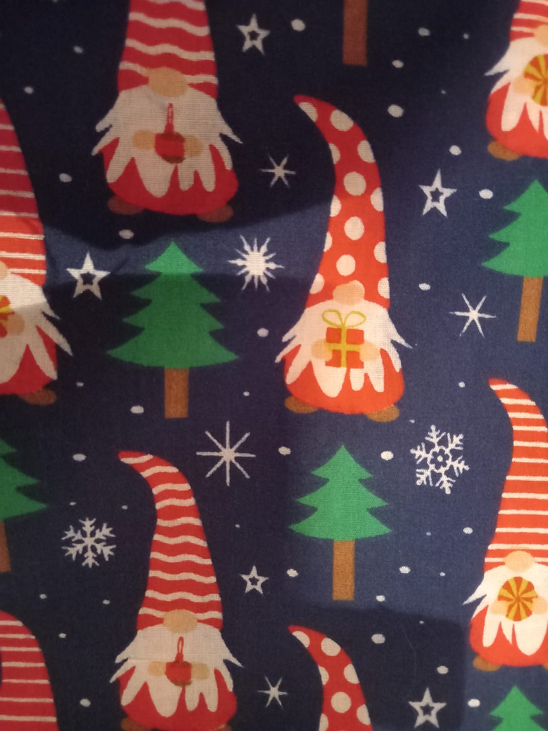 Customer photo review of Xmas Gnomes on Navy Polycotton Fabric