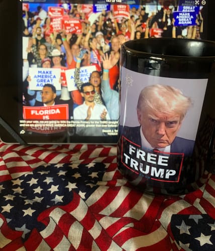 Customer photo review of Trump Mugshot Sign 15oz Coffee Mug