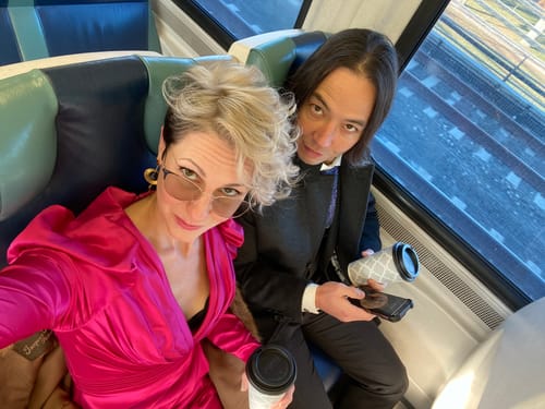 Customer photo review of Ruched Satin Puff Sleeve Cocktail Dress