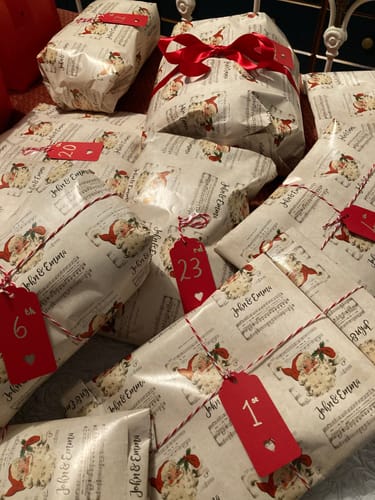 Customer photo review of Personalised Vintage Christmas Wrapping Paper