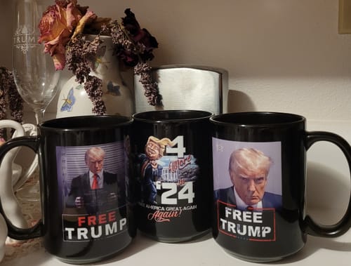 Customer photo review of Trump Mugshot Sign 15oz Coffee Mug