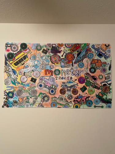 Customer photo review of Monster Trucks Coloring Banner