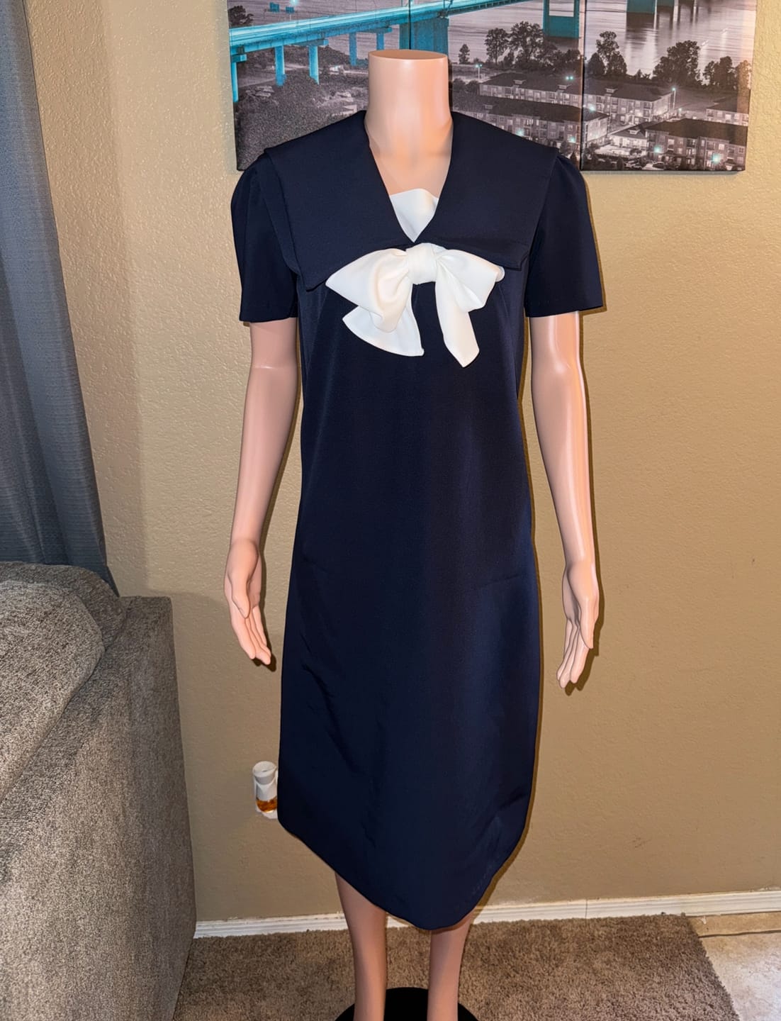 Customer photo review of Navy Stretch Crepe