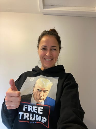 Customer photo review of Trump Mugshot Hoodie