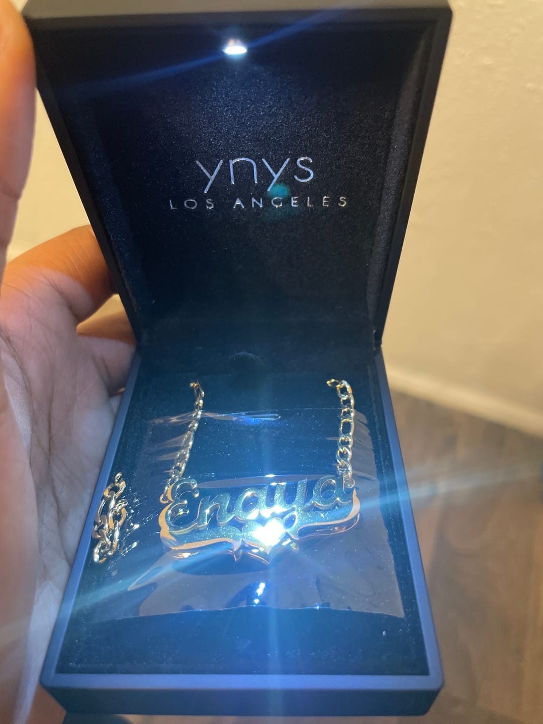Customer photo review of Classic Heart Bar 3D Plated Name Necklace