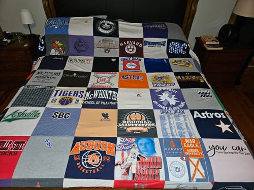 T-shirt quilt featuring auburn tigers, houston astros by Jackie from AL