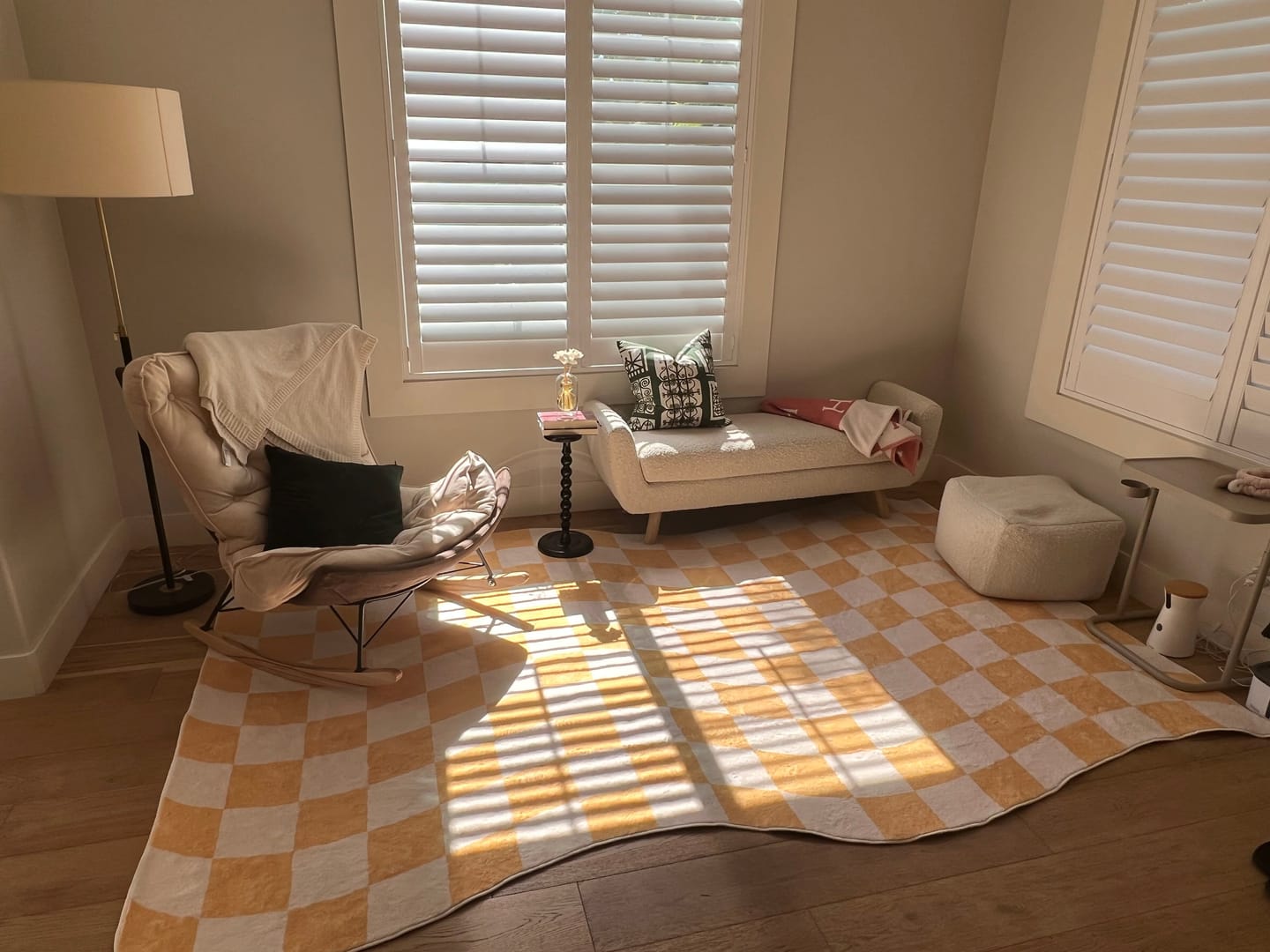 Customer photo review of Yellow Wavy Checkered Rug