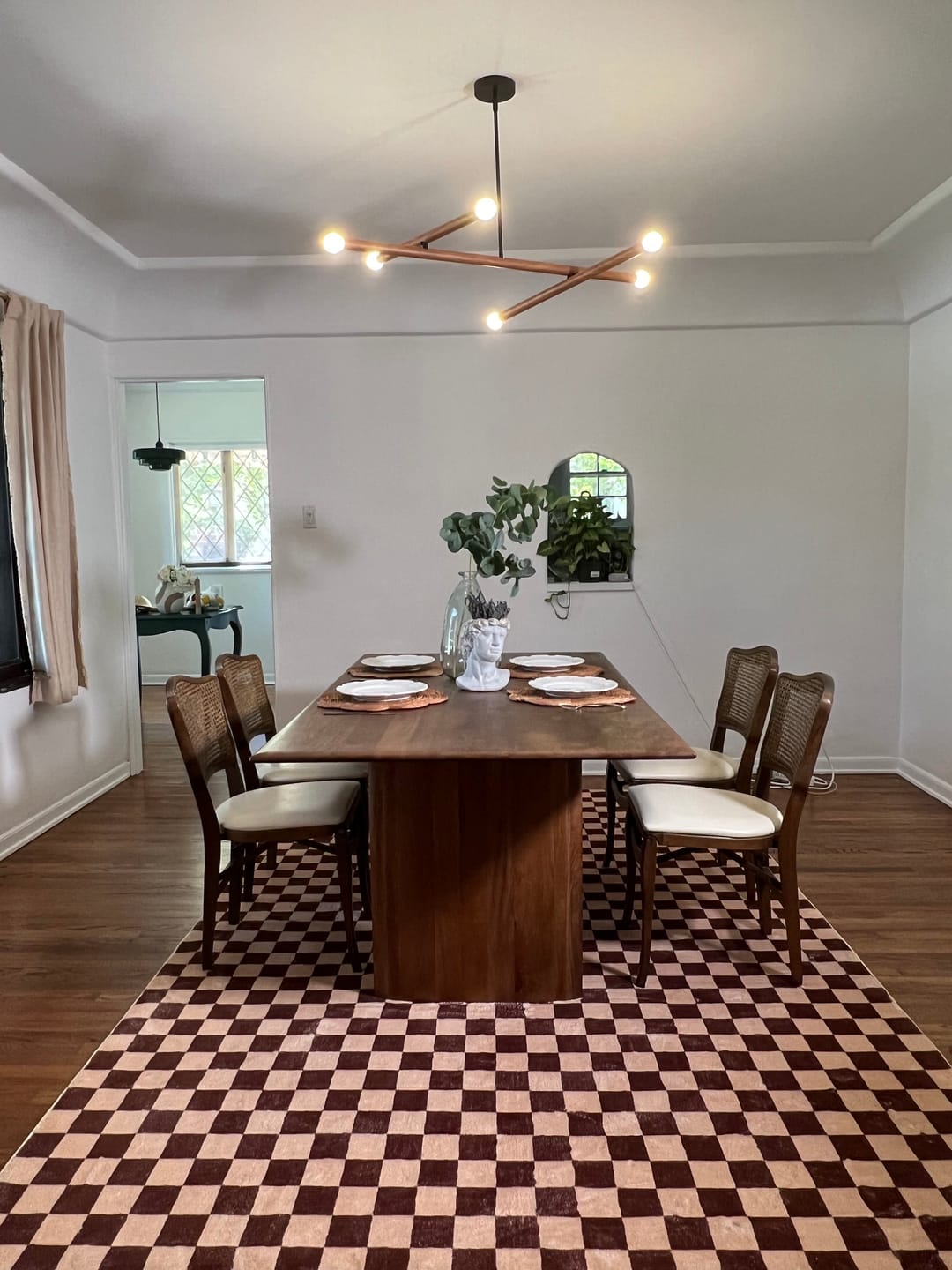 Customer photo review of Chocolate Brown Checkered Rug