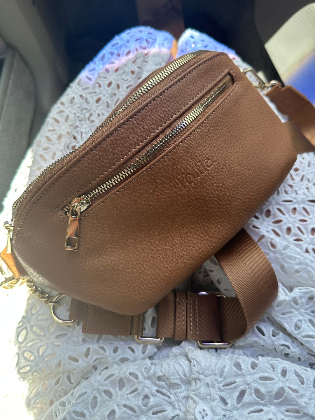 Customer photo review of The Wing Woman Bum Bag (Tan)