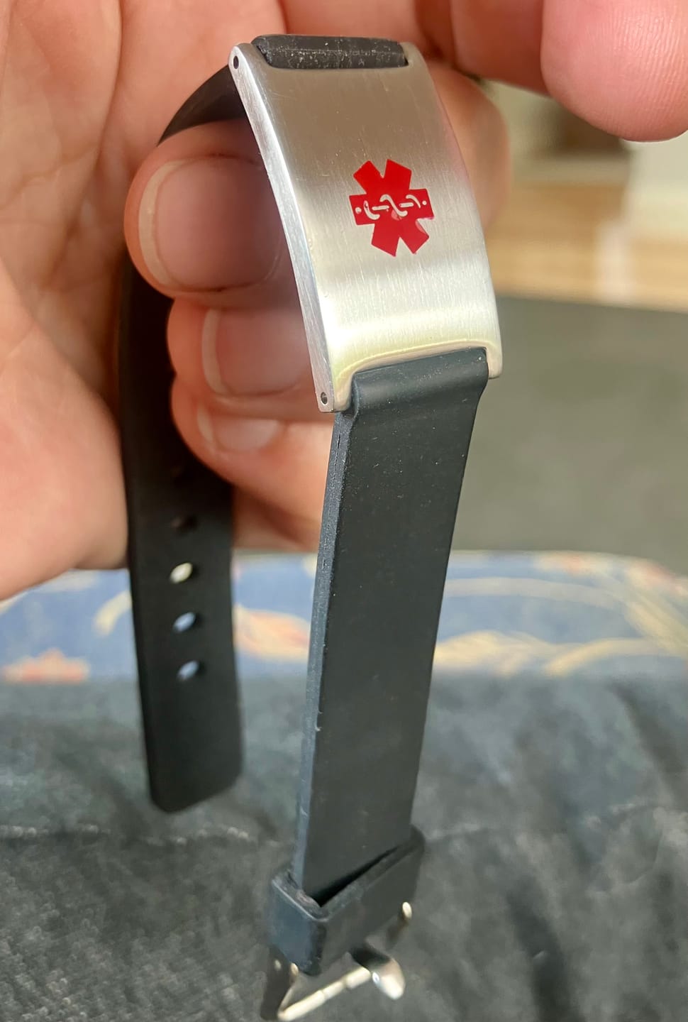 Customer photo review of Adjustable Medical Alert Silicone Bracelet