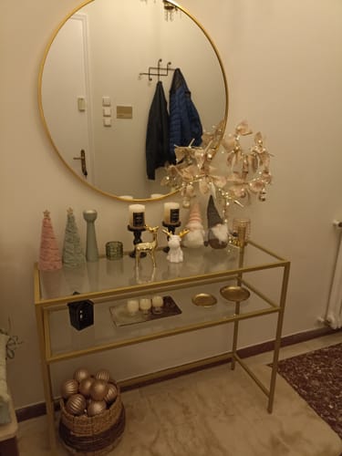 Customer photo review of Μοντέρνα Γυάλινη Κονσόλα Εισόδου Βοηθητικό Χρυσό Τραπέζι Γυάλινο Σαλονιού   LG-T025A01