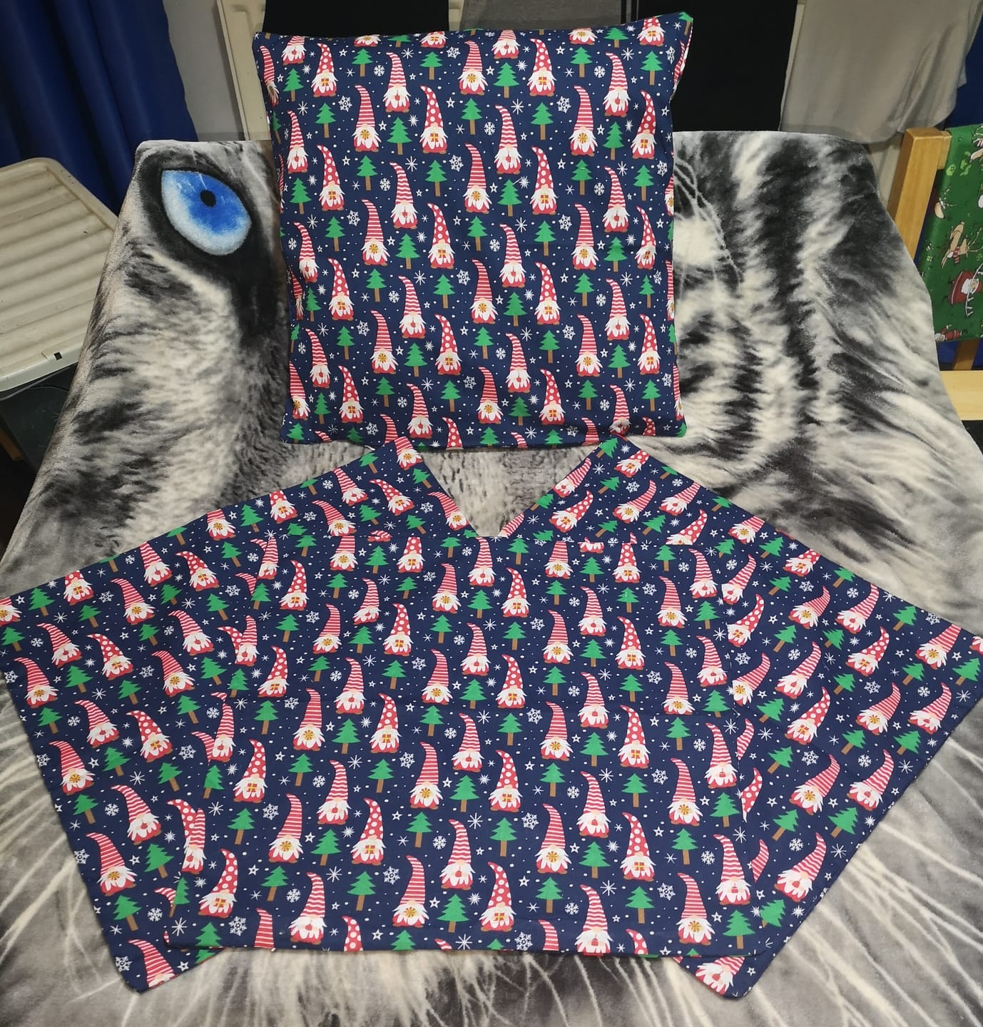 Customer photo review of Xmas Gnomes on Navy Polycotton Fabric