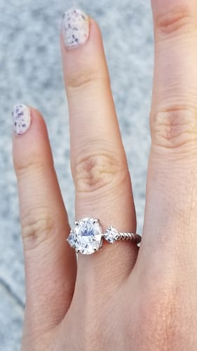 Customer photo review of 3-Stone Cable 1.8ct Oval CZ Ring in Sterling Silver