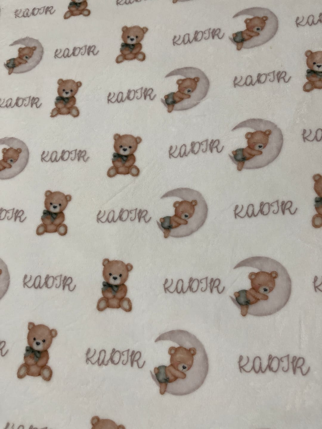 Customer photo review of Teddy bears personalized baby boy blanket