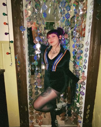 Customer photo review of Rainbow Chaser Romper in Black